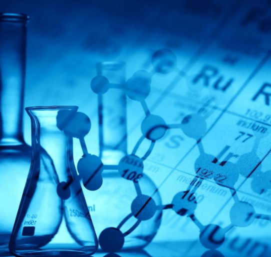 a close-up of beakers and flasks